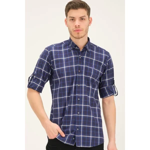 G740 DEWBERRY MEN'S SHIRT-LACİVERT- SAX