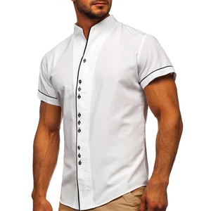 Biela pánska košeľa s krátkymi rukávmi BOLF 5518