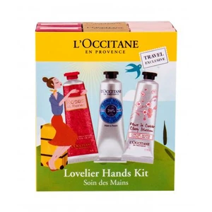 L´Occitane Roses Et Reines dárková kazeta krém na ruce 2 x 30 ml + krém na ruce Shea Butter 2 x 30 ml + krém na ruce Cherry Blossom 2 x 30 ml Přírodní