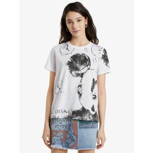 White Desigual Mickey Patterned T-Shirt - Women