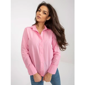 Pink Cotton Classic Shirt With Collar