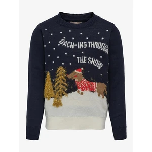 Dark blue girls' Christmas sweater ONLY Xmas - Girls