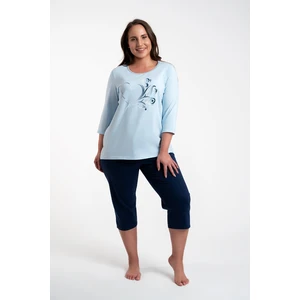 Arietta women's pyjamas 3/4 sleeve, 3/4 legs - blue/navy blue