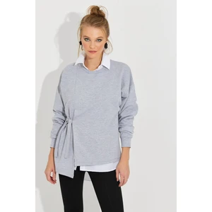 Cool & Sexy Women's Gray Tied Sweatshirt Yi2493