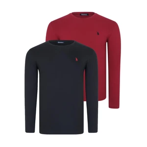 DOUBLE SET T8588 DEWBERRY ROUND NECK MEN'S SWEATSHIRT-BLACK-BURGUNDY