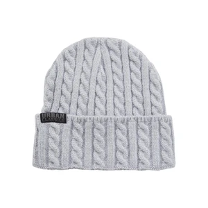 Cable knitted cap heathergrey