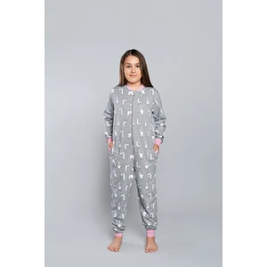 Children's Llama with long sleeves, long pants - pink melange print