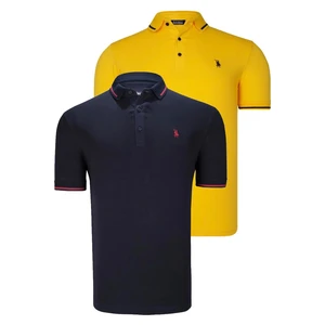 DOUBLE SET T8586 DEWBERRY MEN'S T-SHIRT-NAVY-YELLOW