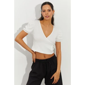 Cool & Sexy Women's White Double Breasted Blouse RLO73