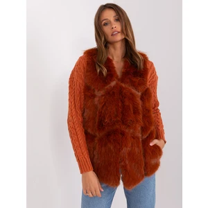 Dark orange fur vest with lining