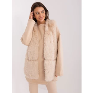 Beige fur vest with lining