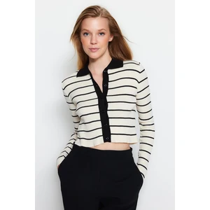 Trendyol Black Striped Knitwear Cardigan