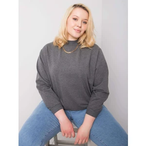 Sötétszürke melange pulóver plus size basic