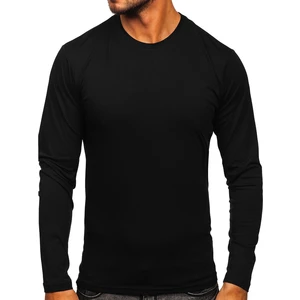 Long sleeve fără imprimeu pentru bărbat negru Bolf  1209