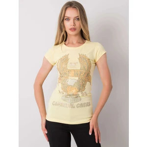 Light yellow women's t-shirt with application