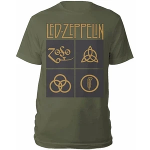 Led Zeppelin Tricou Symbols & Squares Verde închis 2XL