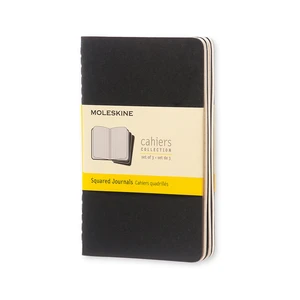 Moleskine - sešity 3 ks - čtverečkované, černé S