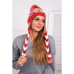 Beanie with braids Fabia K272 raspberry