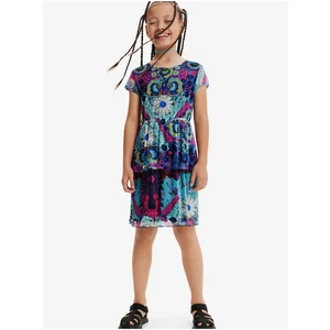 Pink-turquoise girly patterned dress Desigual Caleido - Girls