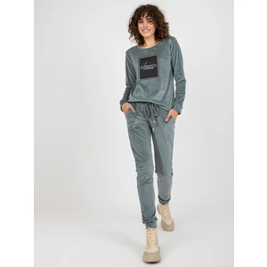 Women's velour tracksuit set - anthracite