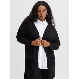 Black brindle long cardigan with mixed wool and alpaca wool Fransa - Ladies