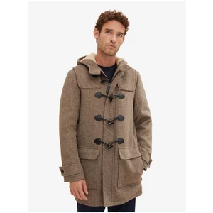 Brown men's winter coat with hood and wool admixture Tom Tailor - Men