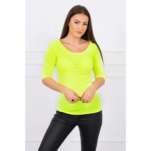 Round neckline blouse yellow neon