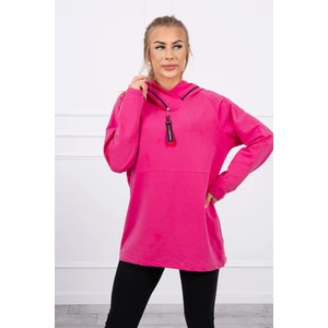 Tunic with a zipper on the hood Oversize fuchsia