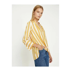 Koton Women's Yellow Line Detailed Blouse