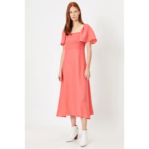 Koton Square Neck Gipe Midi Length Dress