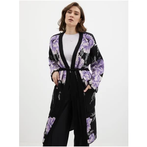 Orsay Black-Purple Women's Floral Cardigan - Women