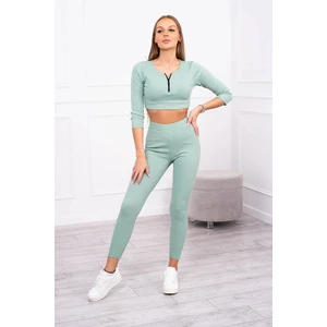 Ribbed crop top set dark mint