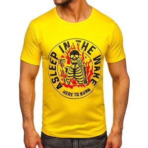 Žlté pánske tričko s potlačou Bolf KS2631