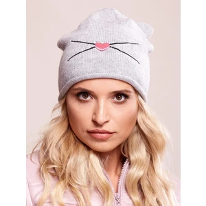 Gray women´s hat with ears