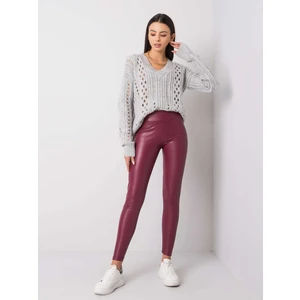 RUE PARIS Burgundy faux leather leggings