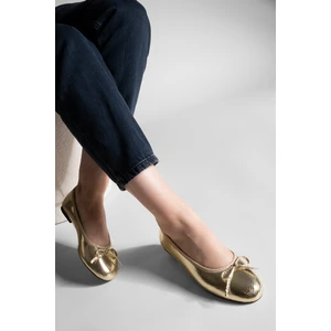 Dámske baleríny Marjin Women's Daily Ballet Flats s okrúhlym nosom Adusa Gold Snake