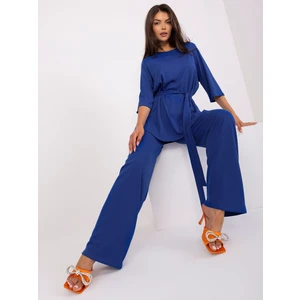 Cobalt Blue Striped Casual Set with Strap