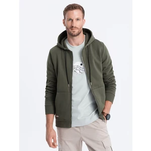 Ombre Men's unbuttoned hooded sweatshirt - olive