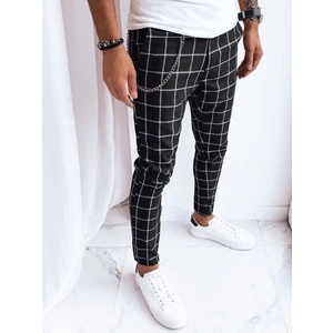 Black Mens Casual Checkered Trousers Dstreet