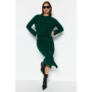 Trendyol Emerald Green Soft-textured Skirt, Sweater Top-Top Set