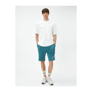 Koton Shorts with Lace-up Waist Slogan Printed Pocket Detailed.