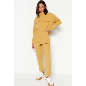 Trendyol Camel Pocket Detailed Knitted Tracksuit Set