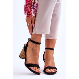 Suede sandals on knitted heels black selilla