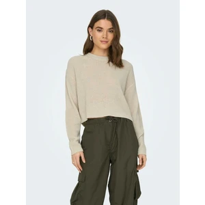 Beige ladies cropped sweater ONLY Malavi - Women