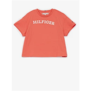 Korálové holčičí tričko Tommy Hilfiger