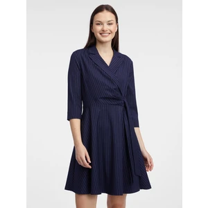 Orsay Dark Blue Ladies Striped Wrap Dress - Women