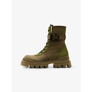 Khaki Desigual Track Combat Ankle Boots - Women