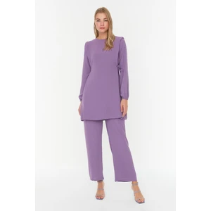 Trendyol Purple Eyelets with Lacing Detail Aerobin Tunic-Pants Set