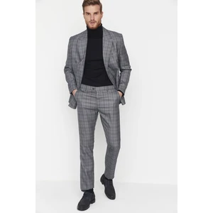 Trendyol Mens Gray Regular Fit Plaid