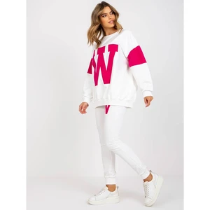 White and fuchsia tracksuit set with an oversize sweatshirt